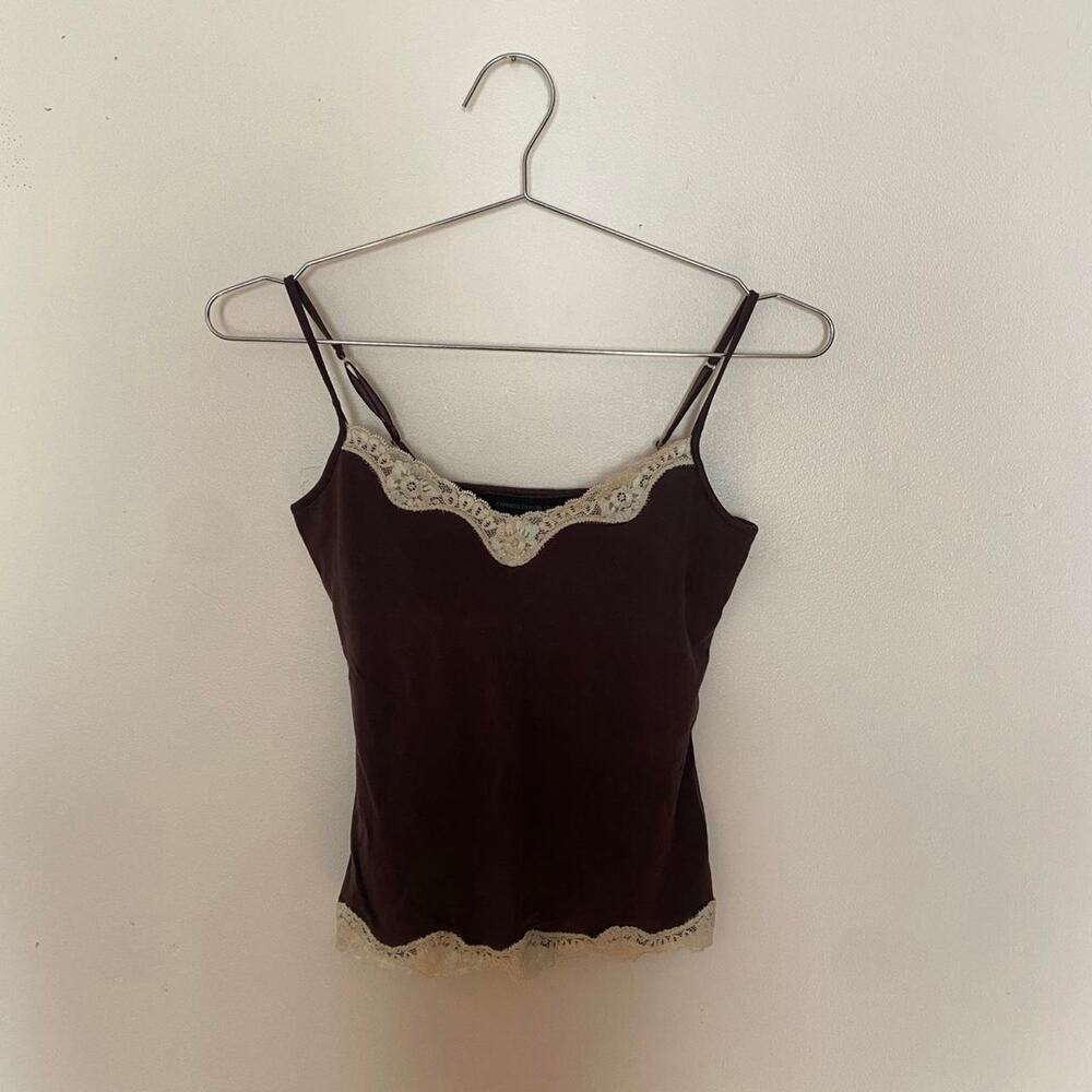 Vintage Dark Brown Lace Cami Top Women's X-Small